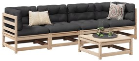 Set divani giardino 5 pz con cuscini in legno massello di pino