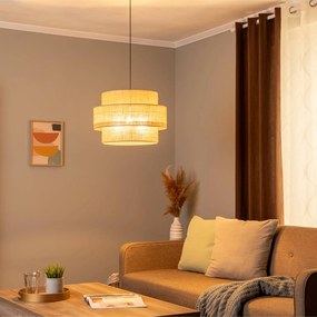 TK Lighting Lampada a sospensione Calisto, Jute, marrone naturale, a 3 luci, Ø 50 cm