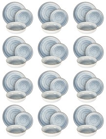 Servizio 36 piatti stoneware azzurro spirale Nordic Brillo