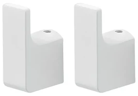 Coppia di appendini a muro bianco opaco Gedy serie Pirenei in acciaio inox