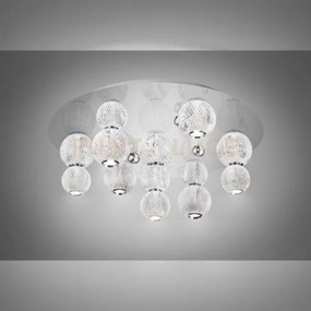Diamante plafoniera rotonda, acrilico trasparente, struttura cromat...