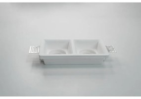 Portafaretto Rettangolare 190x100mm in Gesso Pitturabile 2xGU10 e MR16 Materiale Gesso