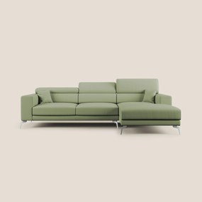 Blade Divano moderno angolare con poggiatesta reclinabili in Ecopelle T04 verde