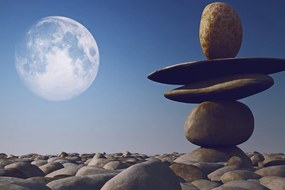 Stampa su tela – Pietre impilate alla luce della luna