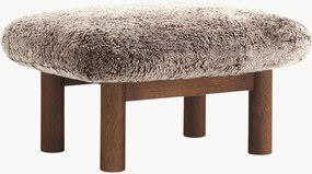 Poggiapiedi in legno di quercia con rivestimento in pelle di pecora Brasilia