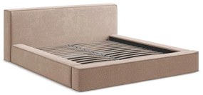 Letto matrimoniale imbottito rosa chiaro con contenitore e rete inclusi 180x200 cm Noho – Makamii