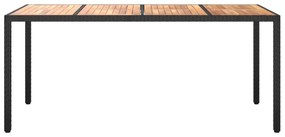 Tavolo da Giardino 190x90x75 cm Polyrattan Legno di Acacia Nero