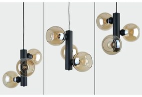 Lampadario a sospensione con filo TUBE 3xE27/60W/230V nero/fumé beige