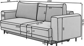 Divano grigio allungabile/con contenitore e rivestimento in velluto 260 cm Dalia – ELTAP