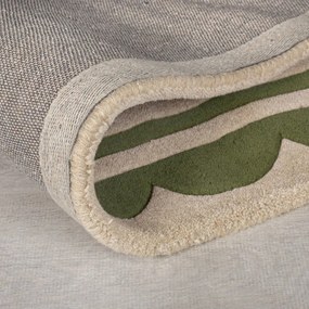 Passatoia in lana tessuta a mano di colore verde-naturale 80x230 cm Lois Scallop - Flair Rugs
