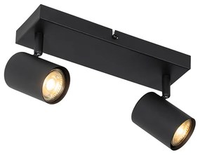 Plafoniera moderna nera a 2 luci rettangolare regolabile - Jeana