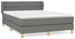Giroletto a molle con materasso grigio scuro 140x200cm tessuto
