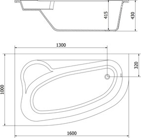 Mexen Westa vasca angolare sinistra 160 x 100 cm, bianca - 560116010001