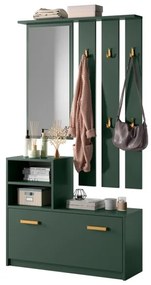Mobile Da Ingresso  Con Scarpiera Appendiabiti E Specchio Lind Verde