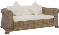 Divano a 2 Posti con Cuscini in Rattan Naturale cod mxl 9992