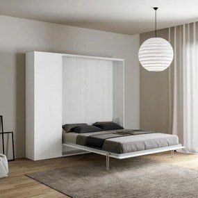 Letto francese a scomparsa 140 cm con colonna Bianco Frassino KENTARO