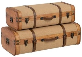 Set di Bauli 80 x 41,5 x 25 cm Tessuto Sintetico Legno (2 Pezzi)