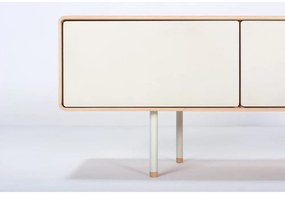 Mobile TV bianco-color legno naturale in legno di quercia 160x48 cm Fina - Gazzda