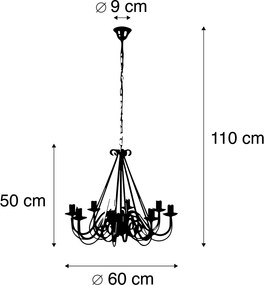 Lampadario intelligente ruggine marrone 8 luci incl. Wifi B35 - Giuseppe
