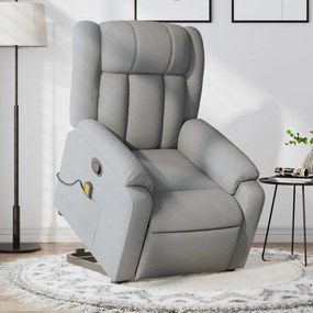 Poltrona Alzapersona Massaggi Reclinabile Grigio Chiaro Tessuto /