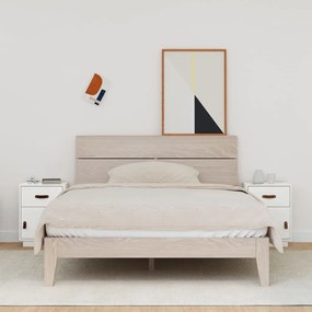 Comodini Bianchi 2 Pz 40x34x55 Cm İn Legno Massello Di Pino /