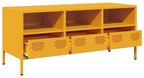 Mobile tv giallo senape 101,5x39x43,5 cm in acciaio