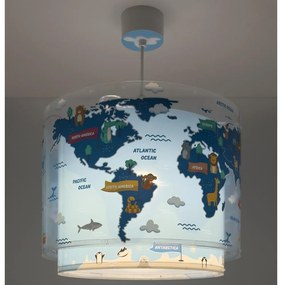 Dalber 40672 - Lampadario per bambini WORLD 1xE27/15W/230V blu