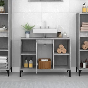Mobile lavabo grigio cemento 80x33x60 cm in legno multistrato
