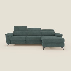 Estro Divano estraibile con chaise-longue e poggiatesta reclinabili in tessuto impermeabile T14 verde