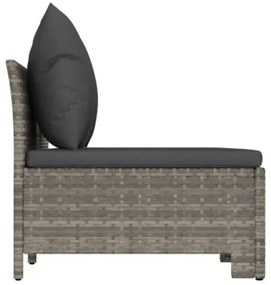 Set Divani da Giardino 3 pz con Cuscini in Polyrattan Grigio