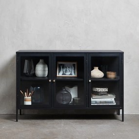 Vetrina in metallo nero 132x85 cm Carmel - Unique Furniture