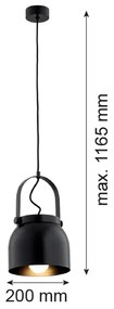 Argon 8281 - Lampadario a sospensione con filo LOGAN 1xE27/15W/230V diametro 20 cm nero