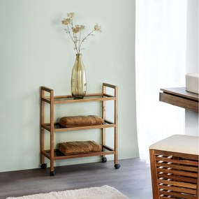 Scaffale per il bagno nero/di colore naturale in acacia massiccia 65x76,5 cm Fondi – Wenko