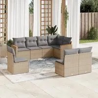 Set Divano da Giardino 8 pz con Cuscini Beige Misto Polyrattan 3226045