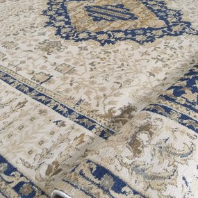 Bellissimo tappeto vintage di colore beige con motivo blu Larghezza: 200 cm | Lunghezza: 290 cm