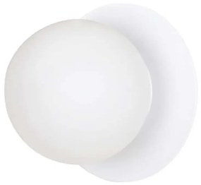 Applique 1 Luce Inari In Acciaio Bianco E Sfera In Vetro Opalino