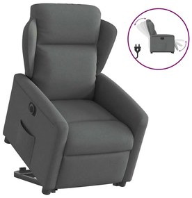 Poltrona Alzapersona Reclinabile Elettrica Grigio Scuro Tessuto /