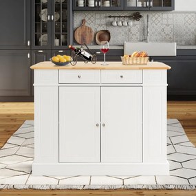 Costway Isola da cucina con contenito reripiani regolabili a 3 livelli, Mobile contenitore da cucina a 2 ante Bianco
