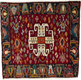Shiraz Tappeto persiano 70x70 Rosso (Iran) Annodato A Mano