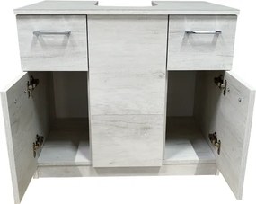 Mobile copricolonna sottolavabo 2 ante 2 cassetti Quercia Bianco