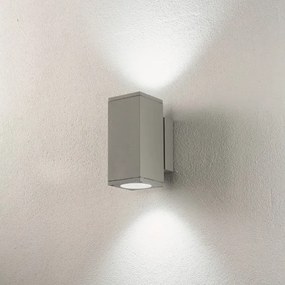 Applique NEVADA 9x12 cm per esterni in alluminio Silver con diffusore in vetro