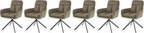 Set di 6 sedie girevoli in tessuto K536 oliva