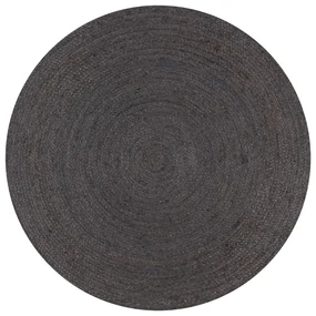 Tappeto Lavorato A Mano İn Juta Rotondo 90 Cm Grigio Scuro /