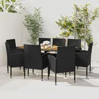 Set da Pranzo per Esterni 9 pz in Polyrattan Nero 3120110