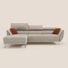 Michelangelo Divano Angolare bicolore con Penisola e Sedute Estensibili - Poggiatesta reclinabili in tessuto smacchiabile T23