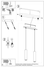 Lampadario a Sospensione LUVO 2 in Cemento 2xGU10 - Grigio