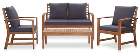 Set divani da giardino 4 pz con cuscini in massello di acacia