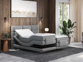 Set letto Boxspring test. trapuntata+Rete relax elett.+Materasso+Topper 2x80x200 cm Grigio - LODI di PALACIO