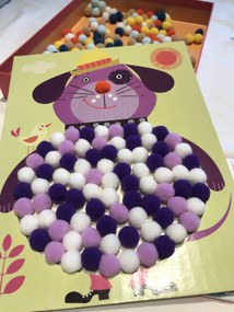 Gioco d'arte - collage di pompon - cani