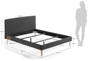 Kave Home - Fodera per letto Dyla nero per materasso da 150 x 190 cm